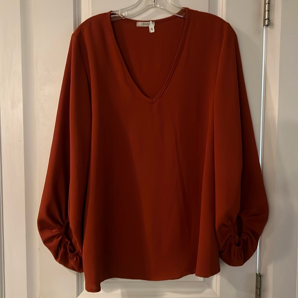 Rust orange balloon sleeves blouse